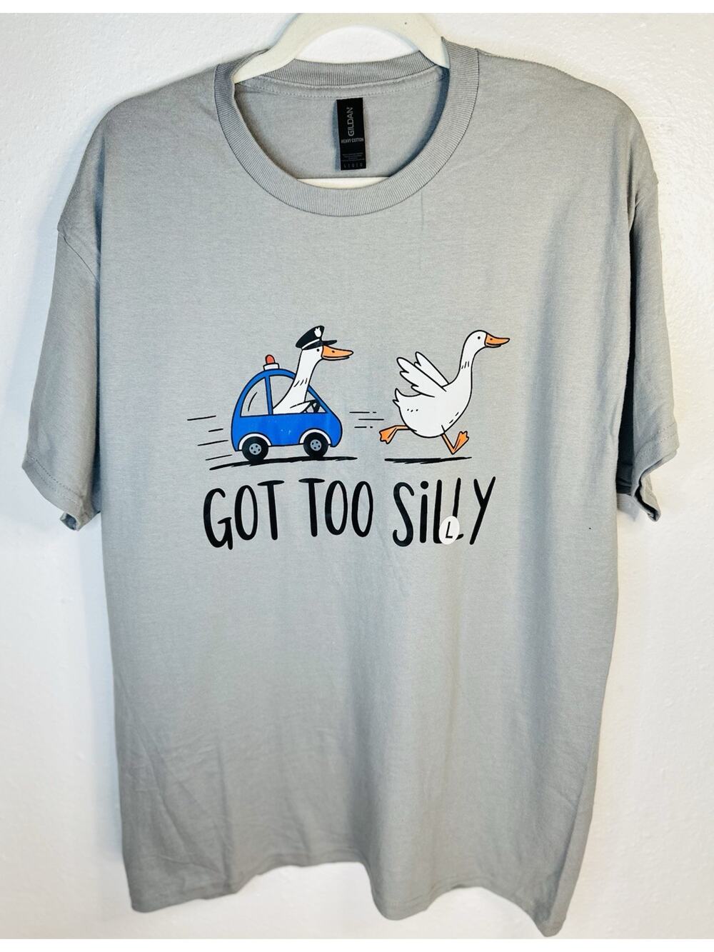 Silly Goose Got Too Silly T-shirt Large Cotton Cartoon Funny
